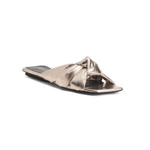 LA CANADIENNE Silver Made In Italy Leather Betty Slide Sandals